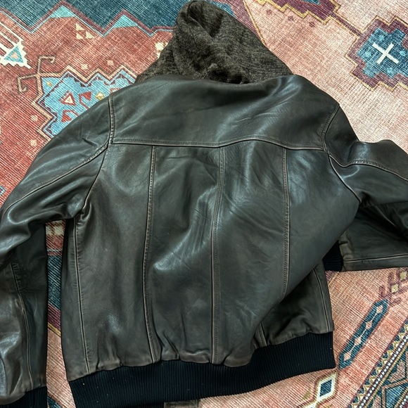 Wilson’s Leather Bomber Jacket Removable Hood Fall Jacket - Picture 4 of 5